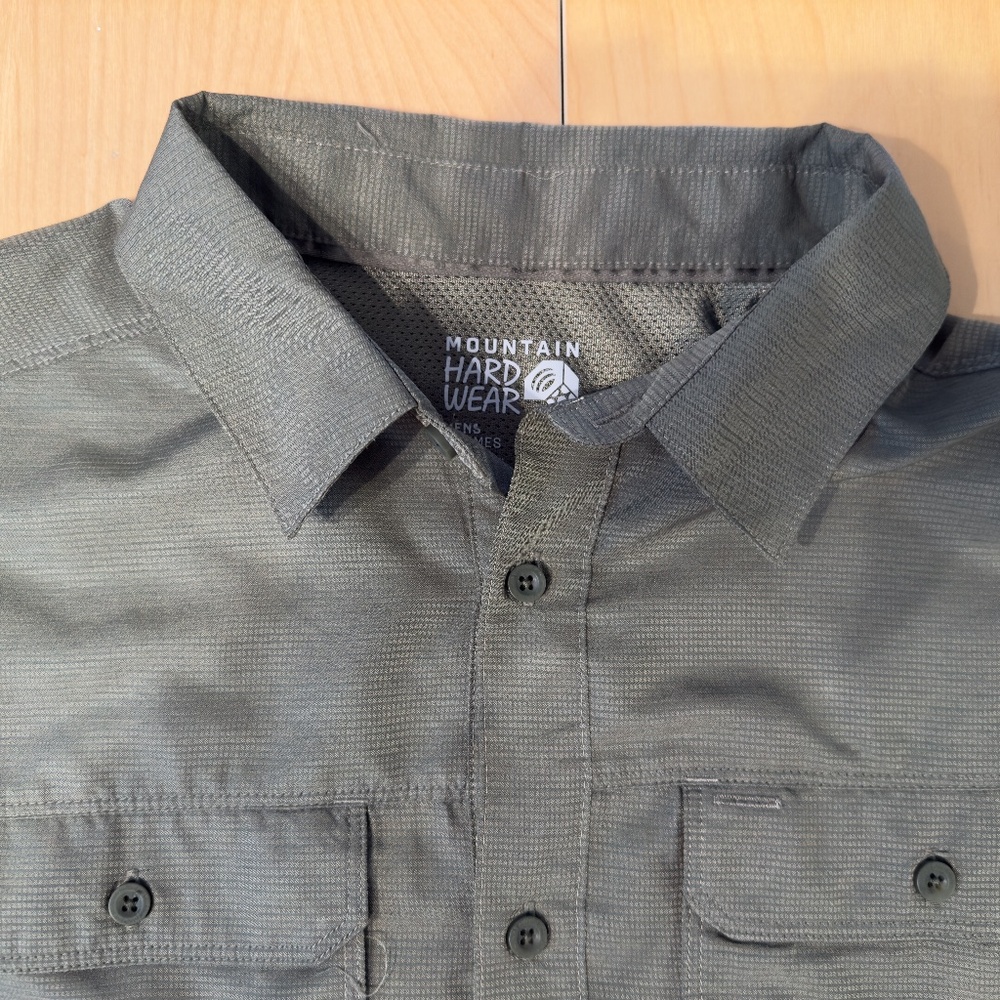 Mountain Hardwear Shirt Men's L Canyon Vented Roll Sleeve Stone Green